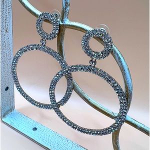 Rhinestone abstract double circle earrings